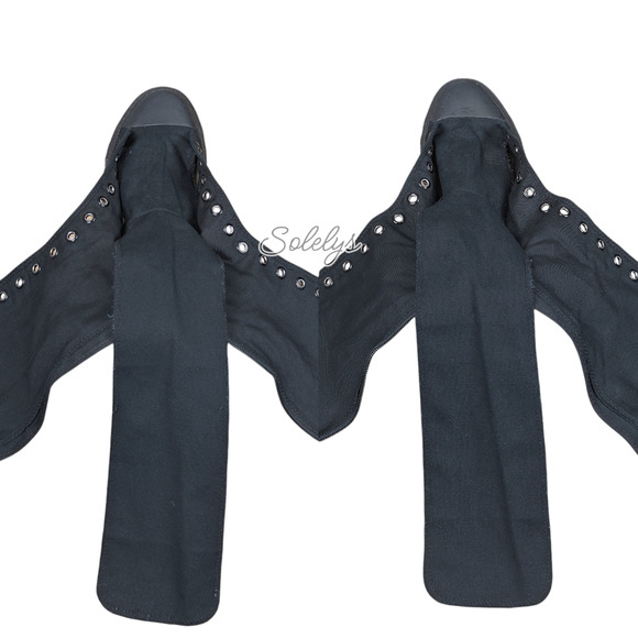 Converse 2009 XXHI Black Monochrome Custom Elastic Lace Knee High Sneaker M9 W11 - Picture 10 of 11